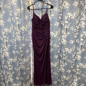 Azazie Purple Ruched Maxi Gown for Weddings